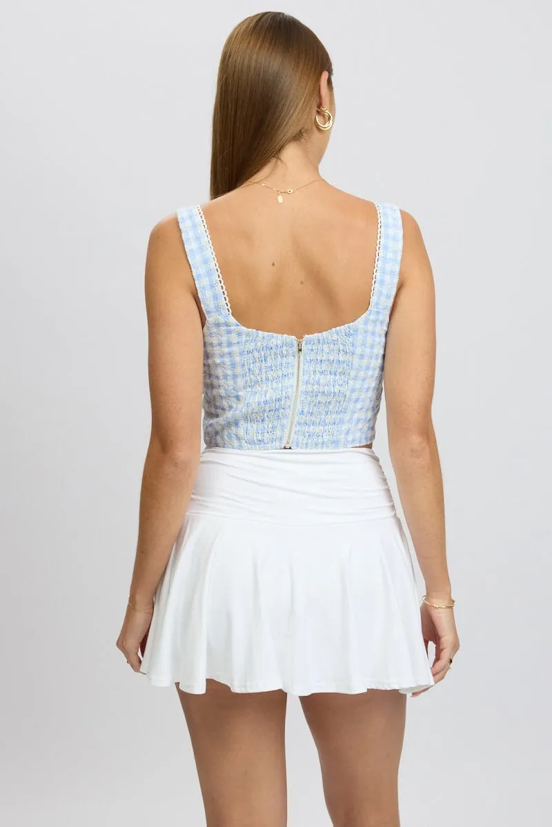Blue Check Crop Top Sleeveless Corset Broderie sold by Ally Fashion product image thumbnail 5