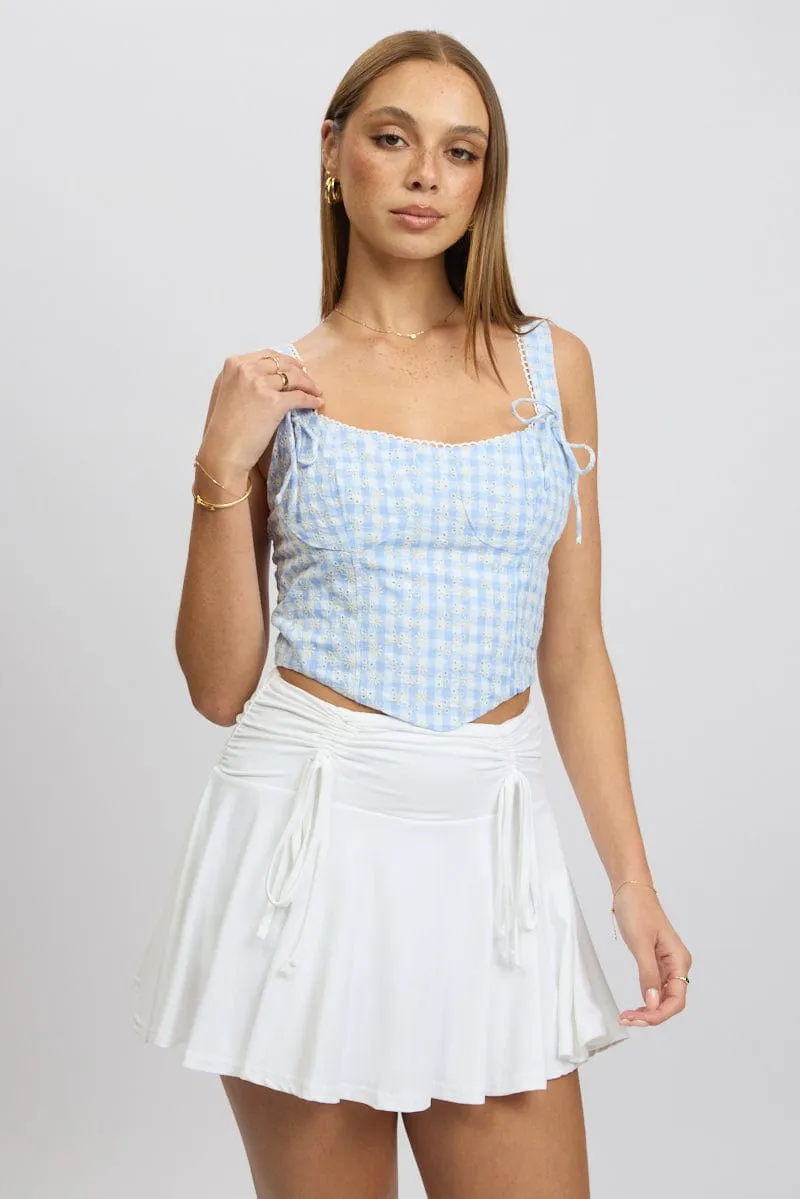 Blue Check Crop Top Sleeveless Corset Broderie sold by Ally Fashion product image thumbnail 3