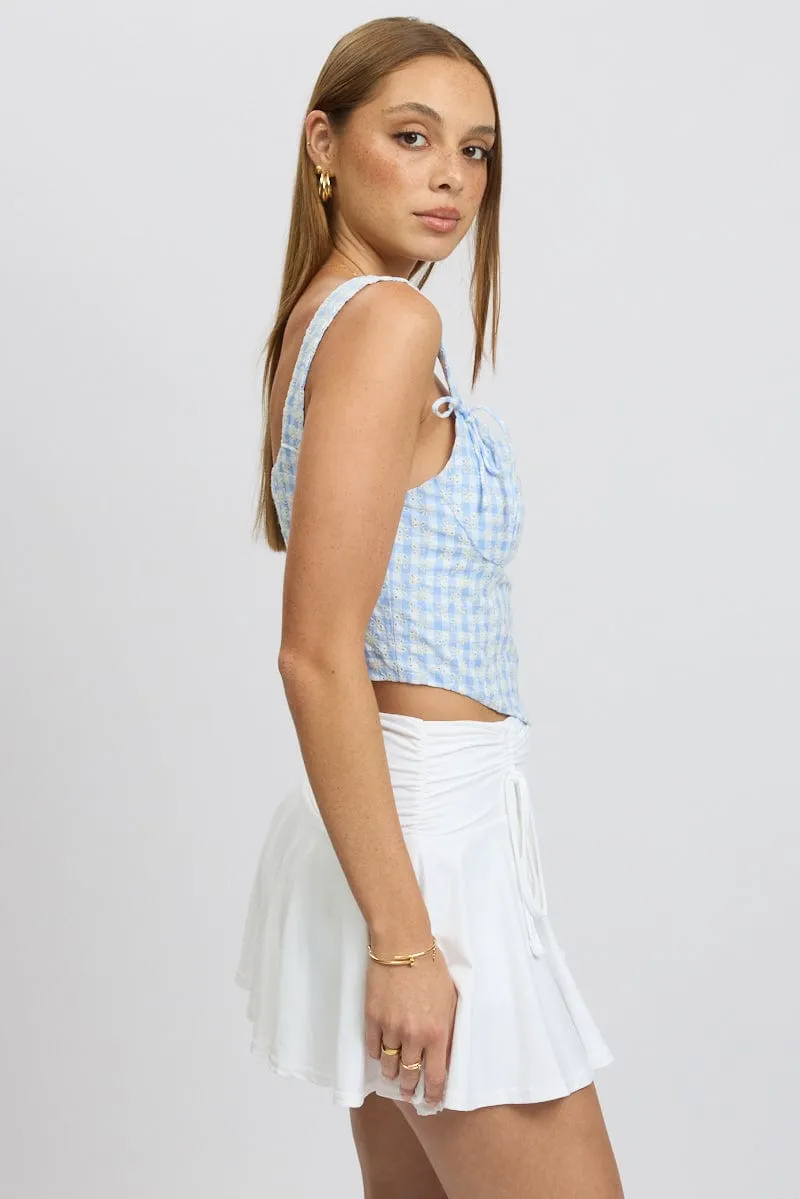 Blue Check Crop Top Sleeveless Corset Broderie sold by Ally Fashion product image thumbnail 4