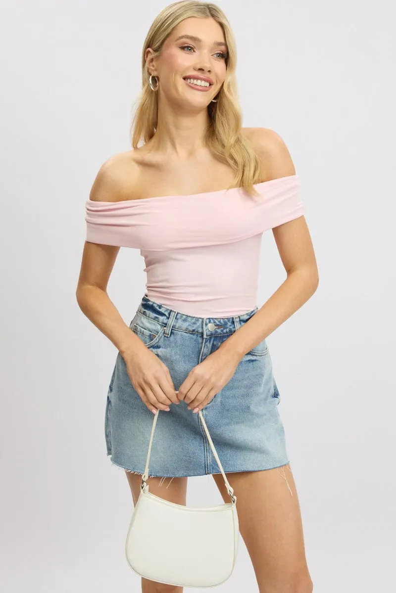 Pink Off Shoulder Top Jersey sold by Ally Fashion product image thumbnail 3