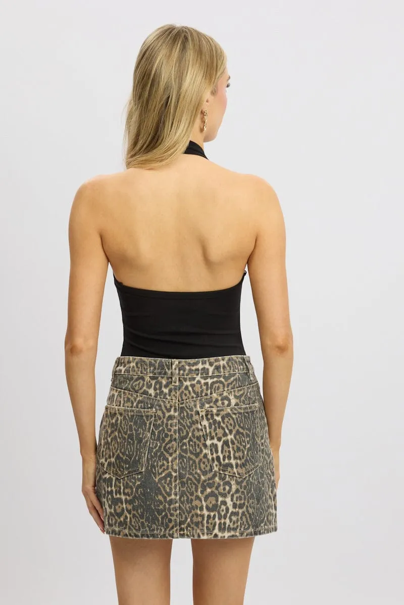 Black Halter Bodysuit Rib sold by Ally Fashion product image thumbnail 4