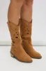 Brown Cut Out Western Cowboy Boots sold by Ally Fashion