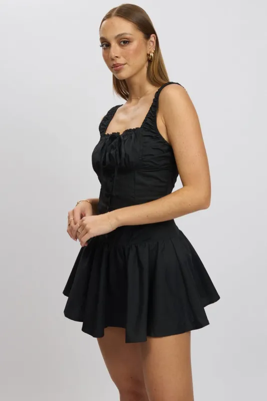Black Mini Dress Drop Waist Poplin sold by Ally Fashion