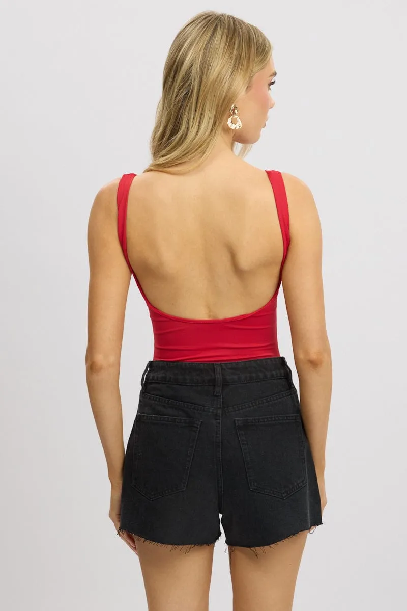 Red Bodysuit Sleeveless Scoop Neck sold by Ally Fashion product image thumbnail 5