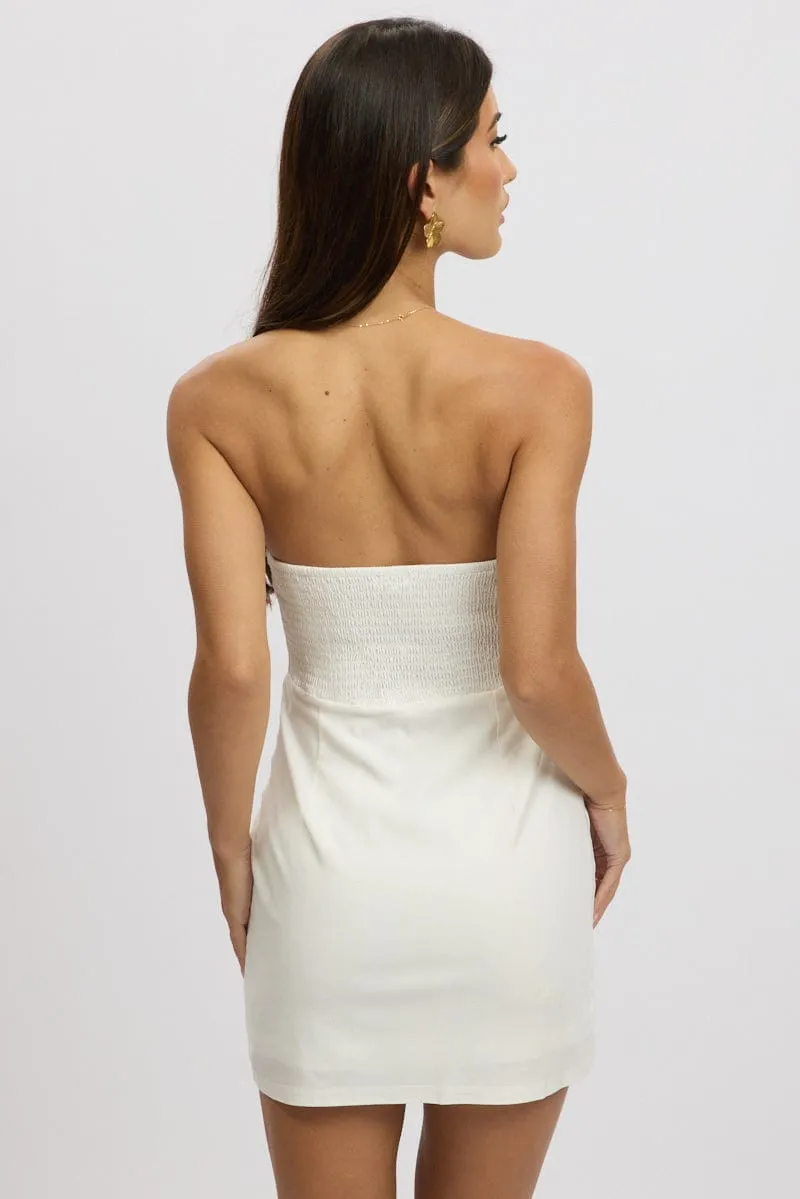 White Strapless Dress Lace Trim sold by Ally Fashion product image thumbnail 5