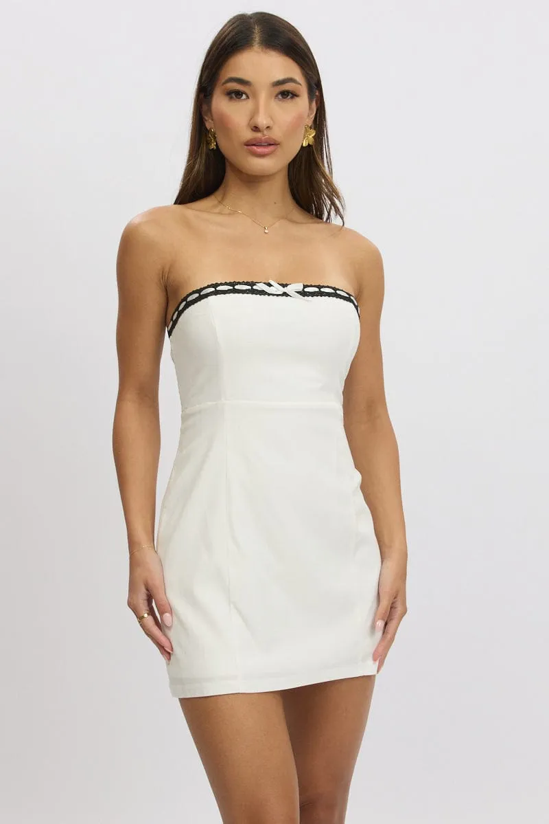 White Strapless Dress Lace Trim sold by Ally Fashion product image thumbnail 3