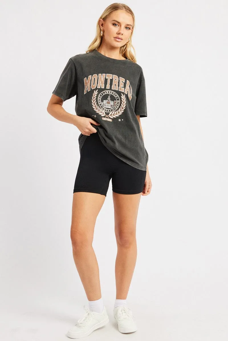 Black Graphic Tee Short Sleeve sold by Ally Fashion product image thumbnail 2