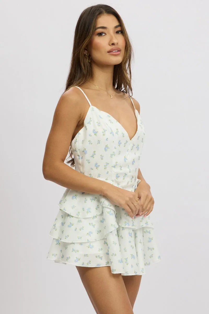 White Ditsy Ruffle Dress Singlet sold by Ally Fashion product image thumbnail 4