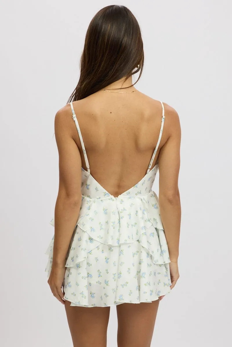 White Ditsy Ruffle Dress Singlet sold by Ally Fashion product image thumbnail 5