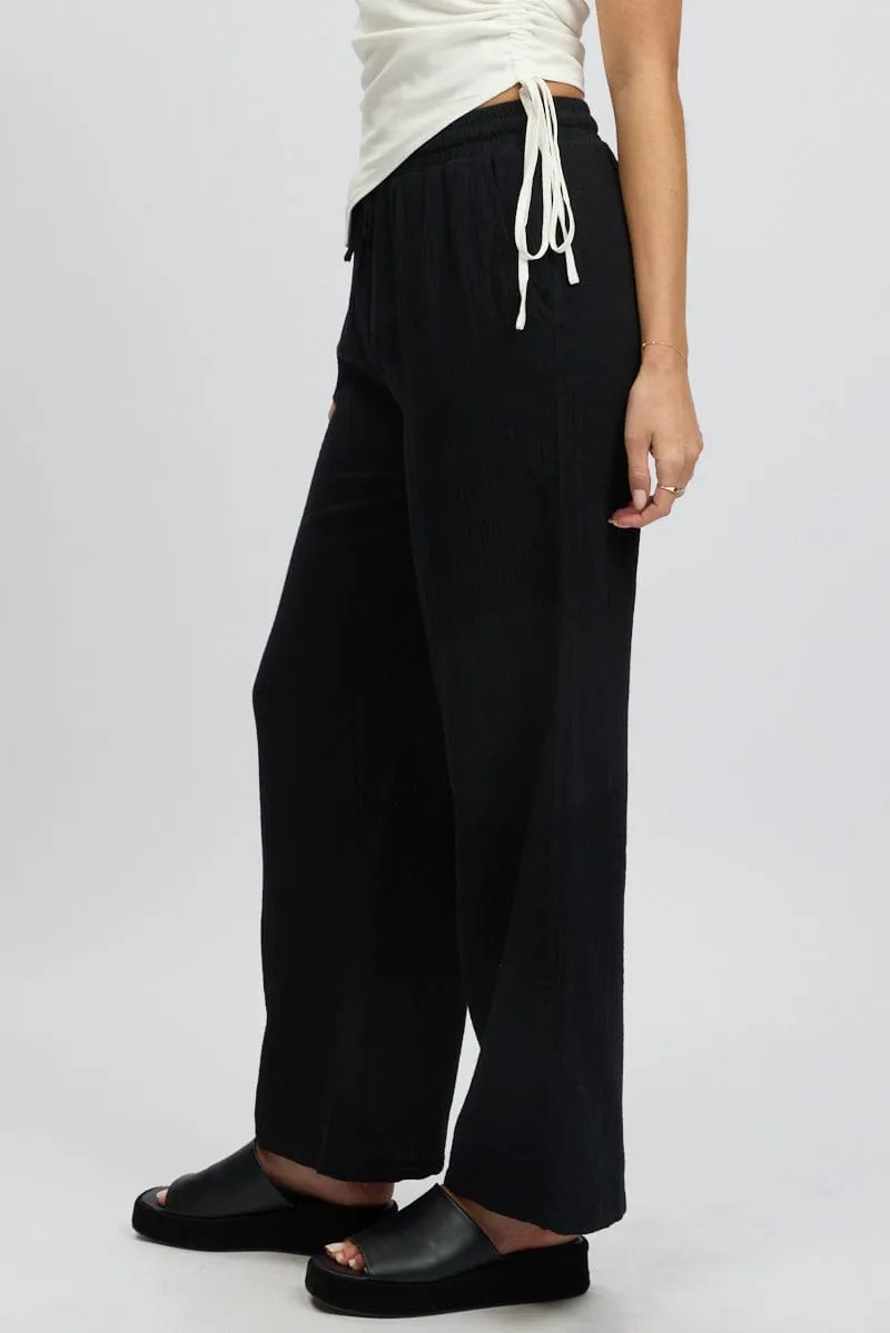 Black Wide Leg Pants Elasticated Waist sold by Ally Fashion product image thumbnail 4