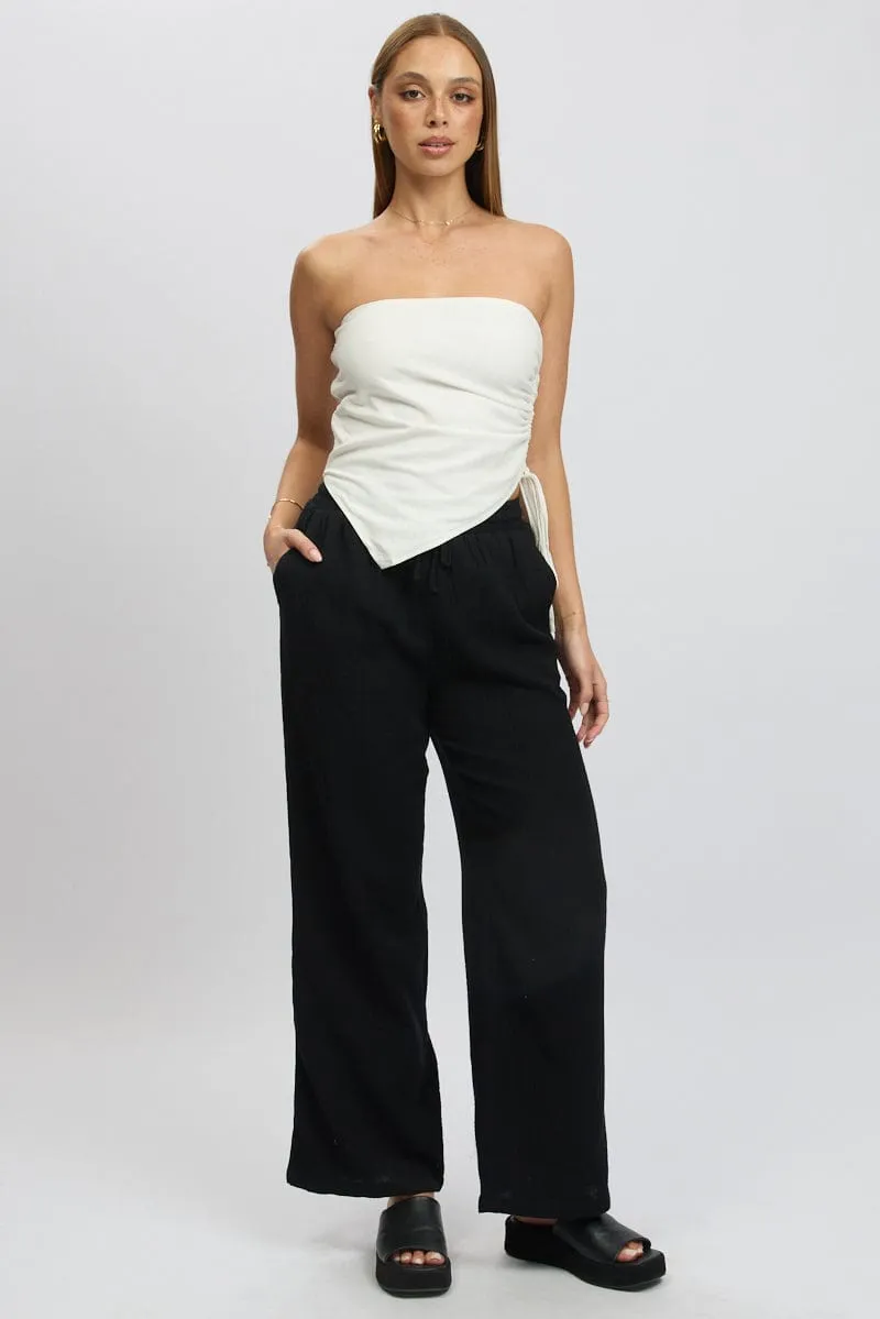Black Wide Leg Pants Elasticated Waist sold by Ally Fashion
