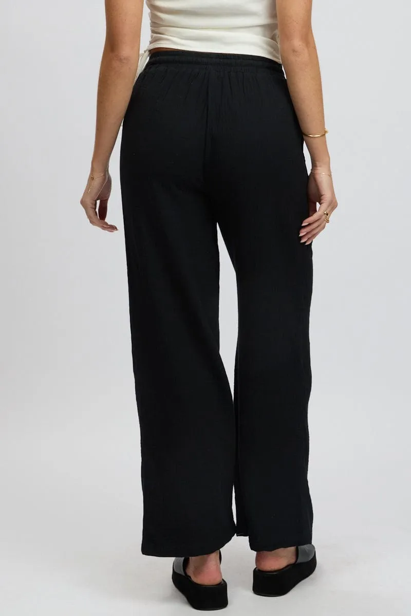 Black Wide Leg Pants Elasticated Waist sold by Ally Fashion product image thumbnail 5