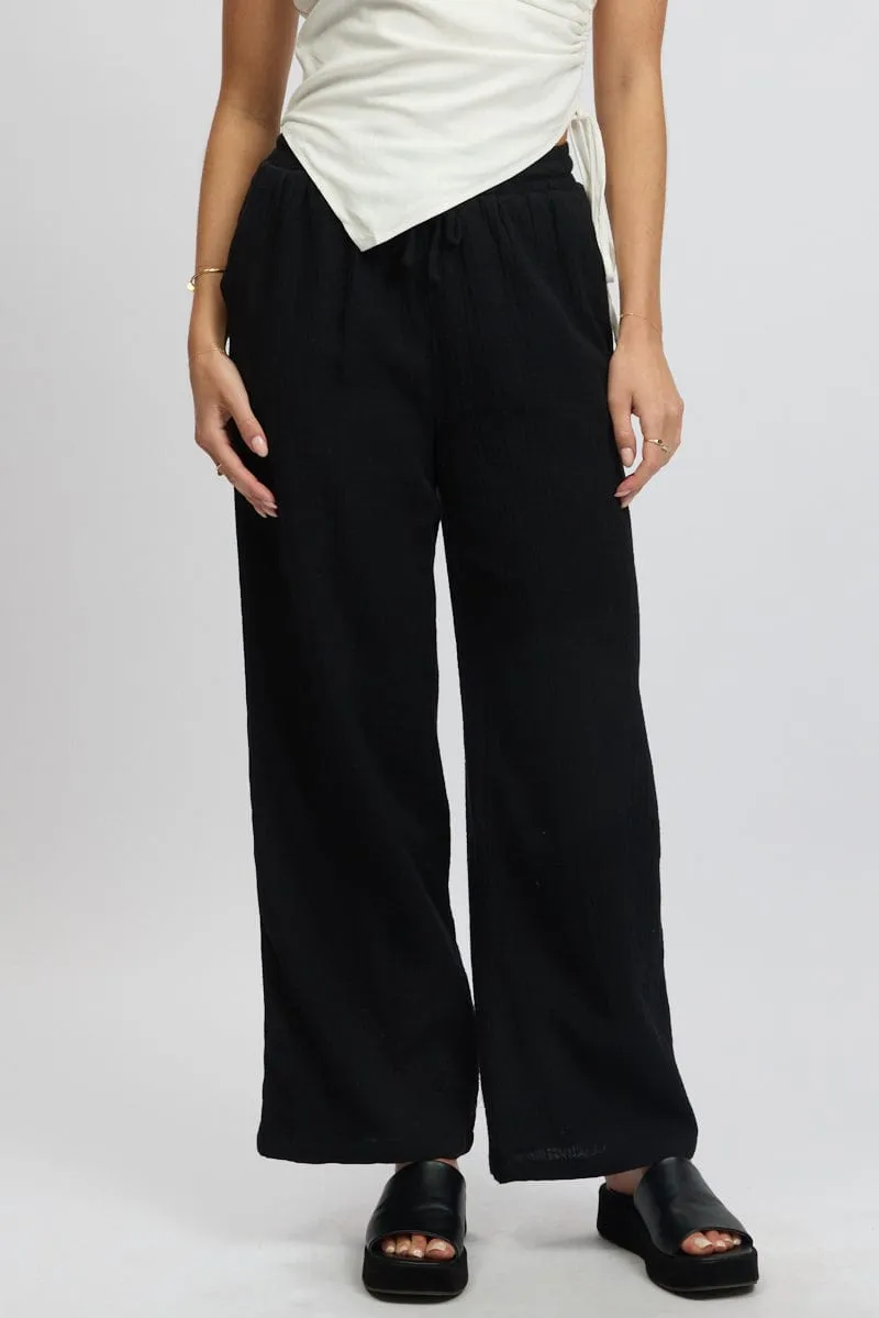Black Wide Leg Pants Elasticated Waist sold by Ally Fashion product image thumbnail 3