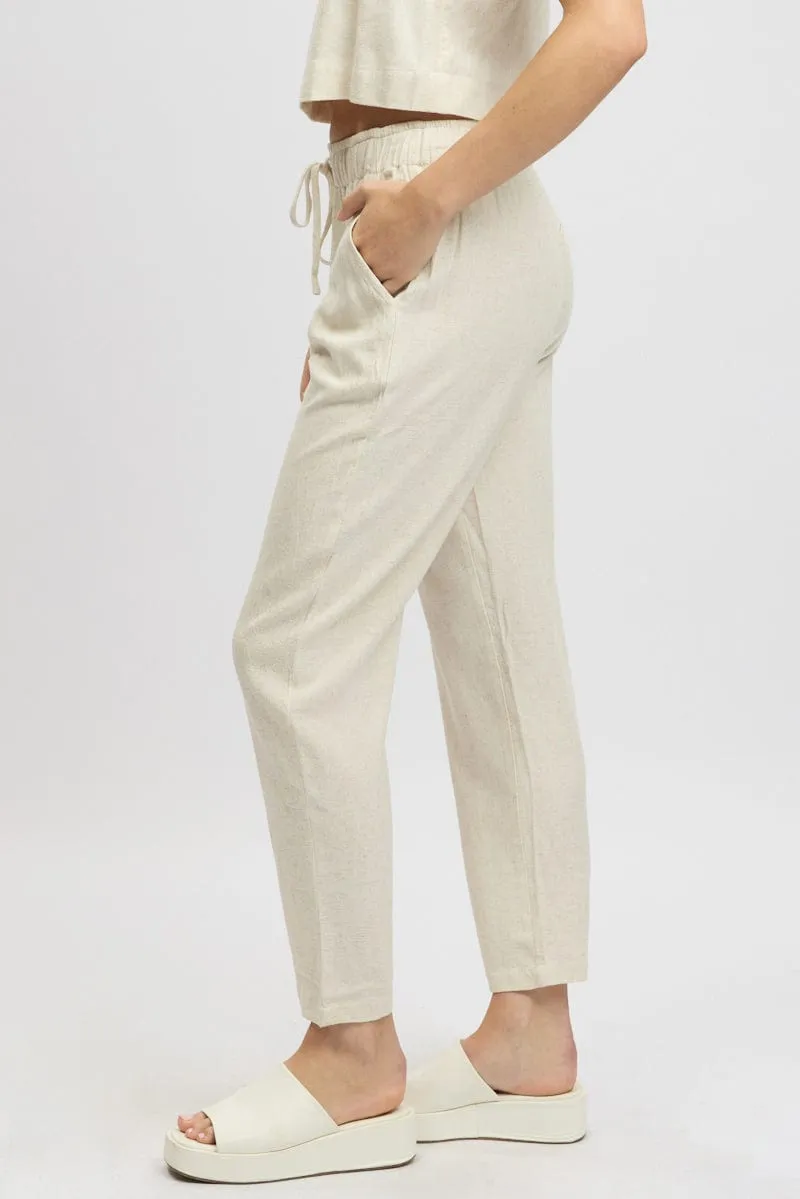 Beige Tapered Pants Elasticated Waist sold by Ally Fashion product image thumbnail 4