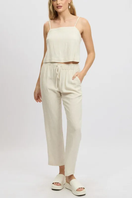 Beige Tapered Pants Elasticated Waist sold by Ally Fashion