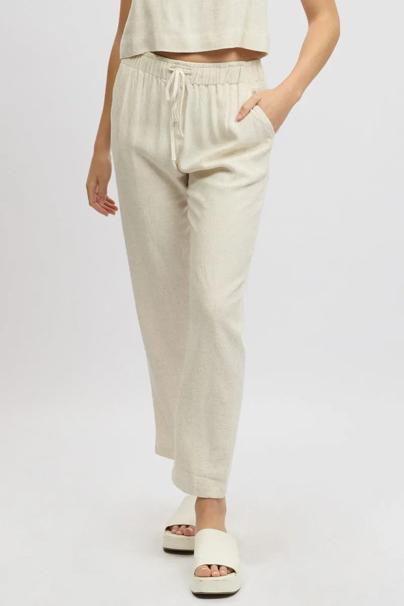 Beige Tapered Pants Elasticated Waist sold by Ally Fashion product image thumbnail 3