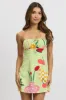 Green Abstract Mini Dress Ruched Bust sold by Ally Fashion