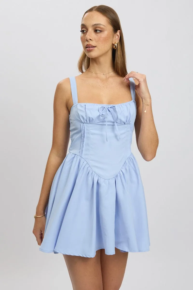 Blue Fit And Flare Dress Corset Detail Mini sold by Ally Fashion product image thumbnail 2