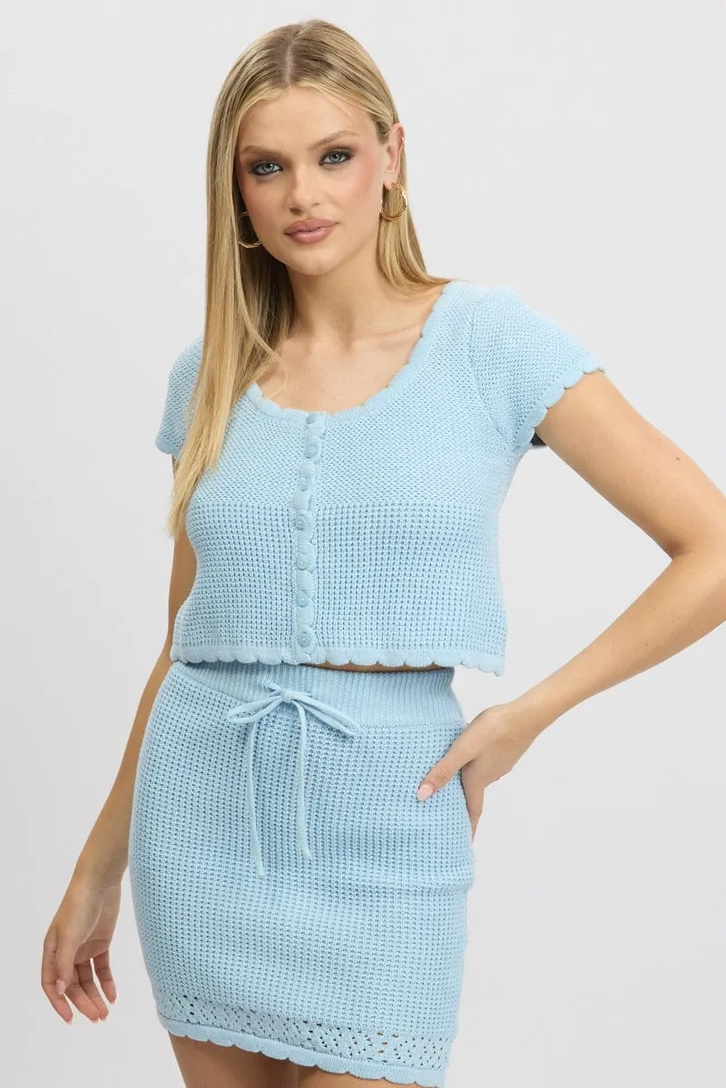 Blue Crochet Knit Cardigan Short sold by Ally Fashion product image thumbnail 3