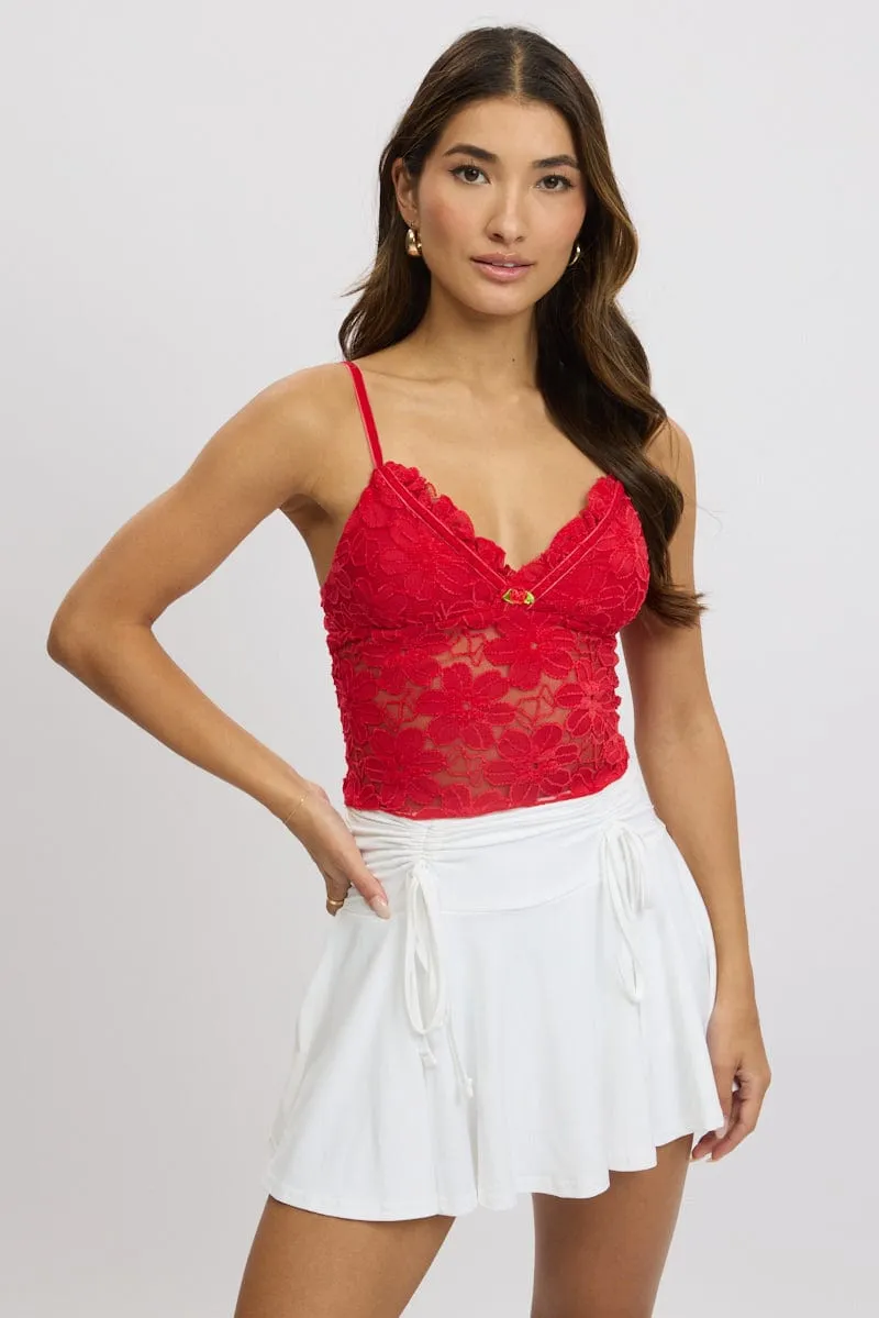 Red Singlet Top Lace sold by Ally Fashion