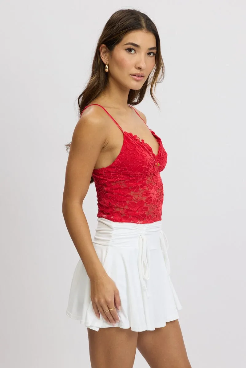 Red Singlet Top Lace sold by Ally Fashion product image thumbnail 4