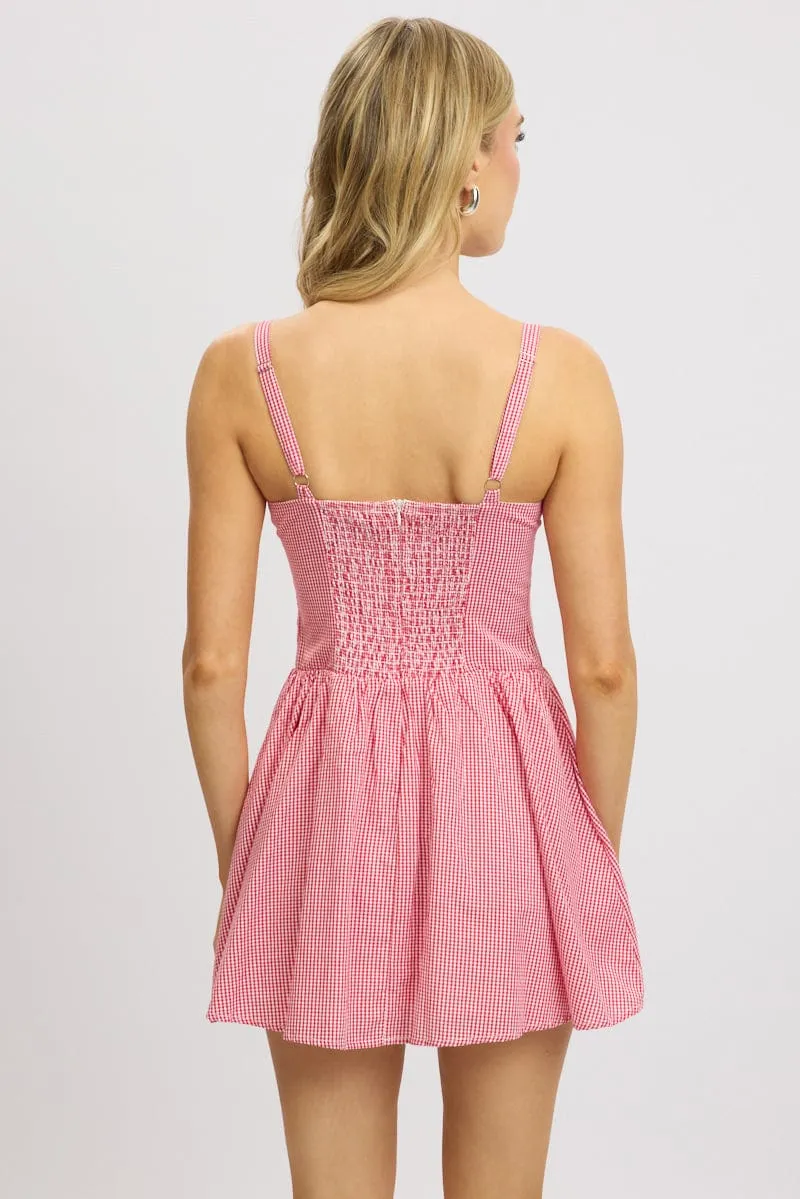 Red Check Fit And Flare Dress Drop Waist Mini sold by Ally Fashion product image thumbnail 5