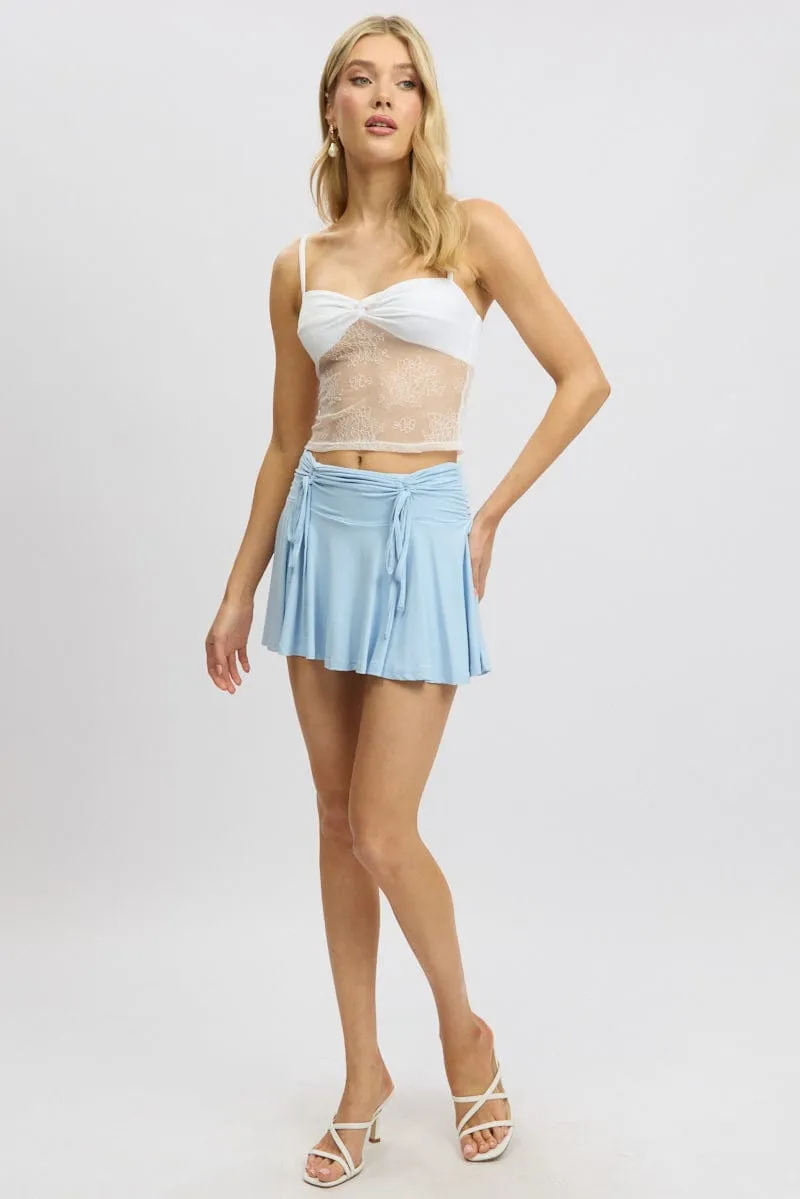 Blue Skater Skirt Mid Rise Ruched Detail Supersoft Mini sold by Ally Fashion product image thumbnail 3