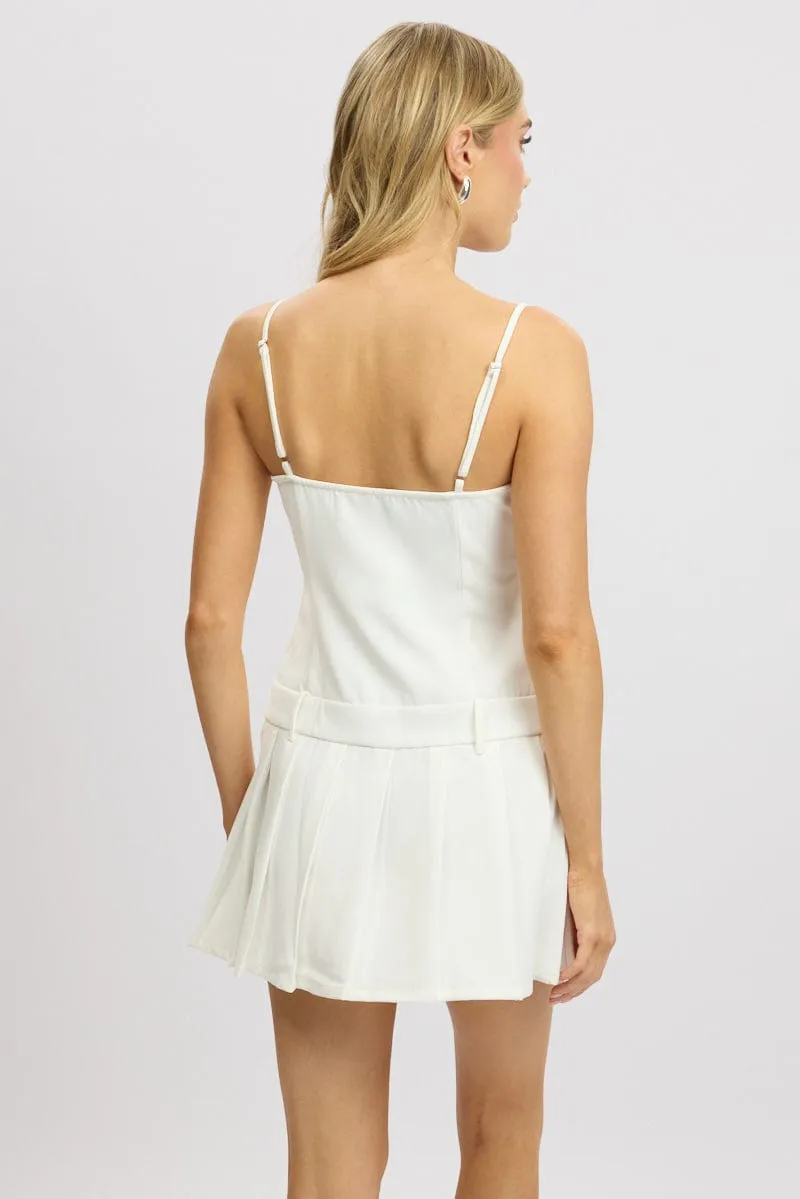 White Mini Dress Drop Waist Pleated sold by Ally Fashion product image thumbnail 5
