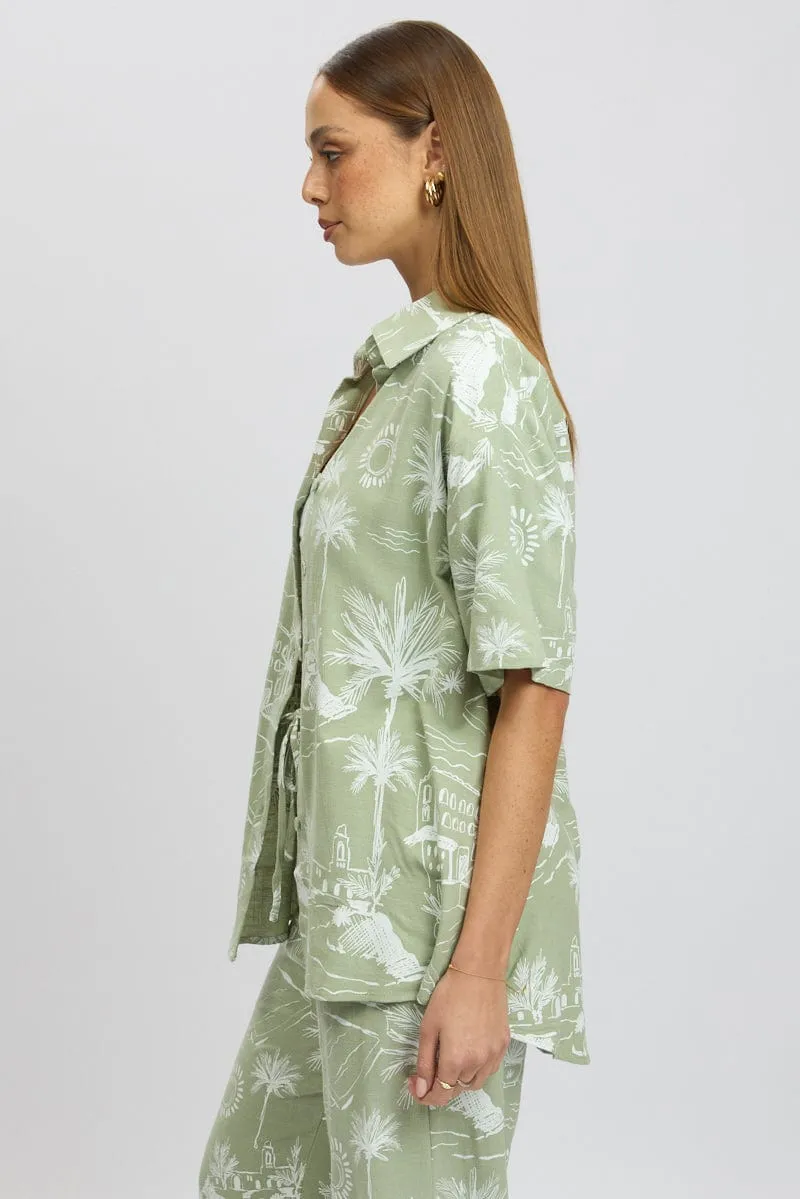 Green Abstract Relaxed Shirt Short Sleeve sold by Ally Fashion product image thumbnail 4