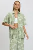 Green Abstract Relaxed Shirt Short Sleeve sold by Ally Fashion