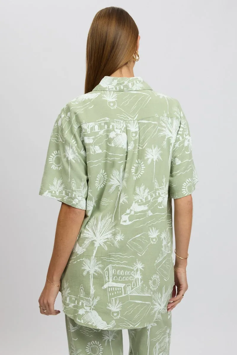 Green Abstract Relaxed Shirt Short Sleeve sold by Ally Fashion product image thumbnail 5