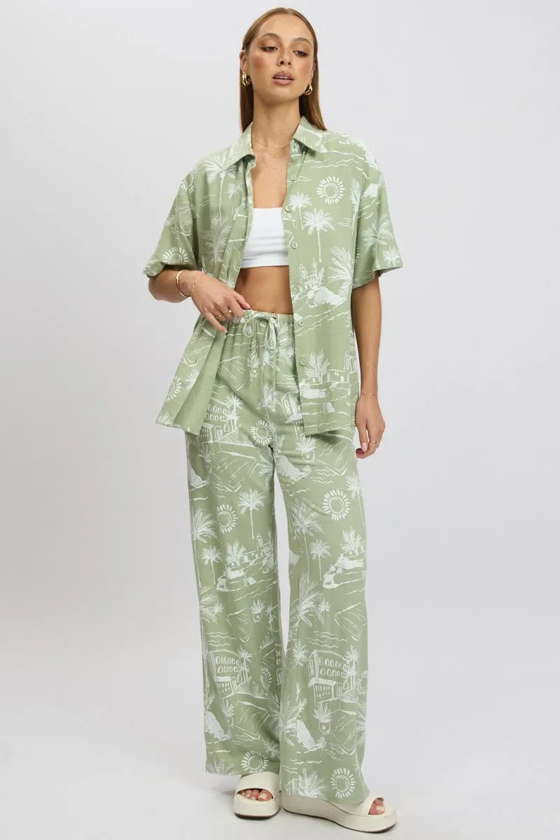 Green Abstract Relaxed Shirt Short Sleeve sold by Ally Fashion product image thumbnail 2