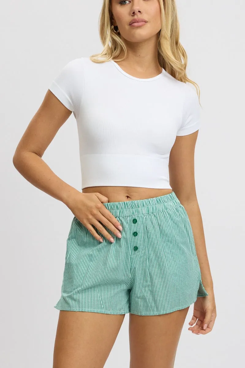 Green Check Boxer Shorts Elasticated Waist sold by Ally Fashion