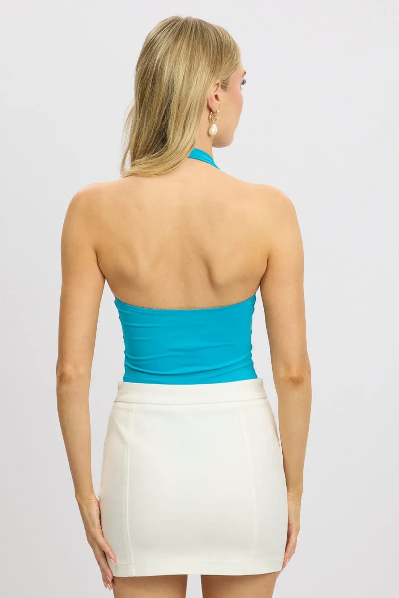 Blue Halter Bodysuit Supersoft sold by Ally Fashion product image thumbnail 4