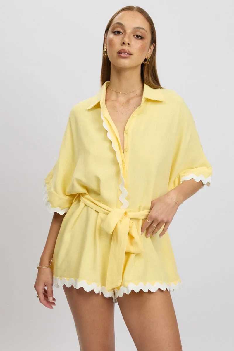 Yellow Oversized Playsuit sold by Ally Fashion