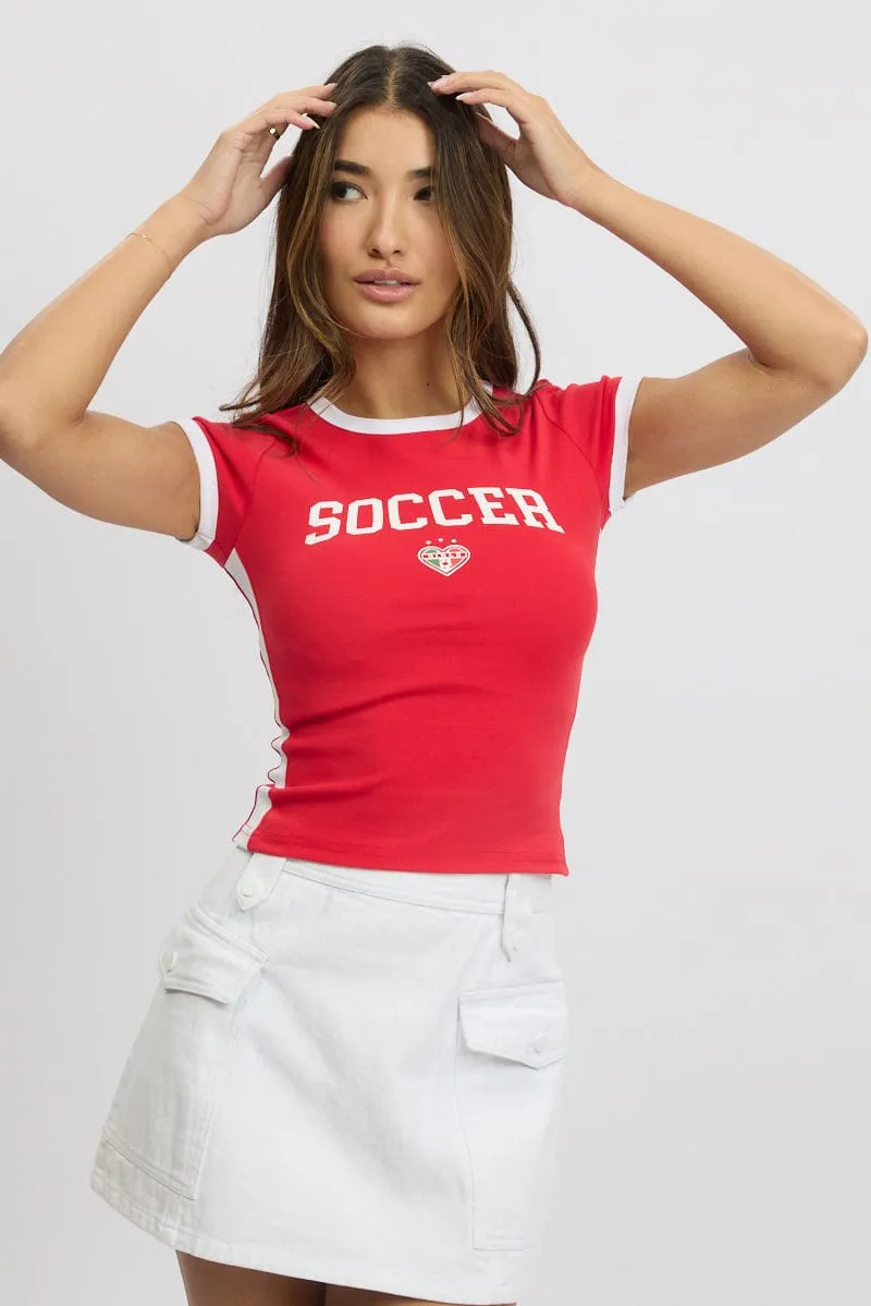 Red Graphic Tee Short Sleeve sold by Ally Fashion