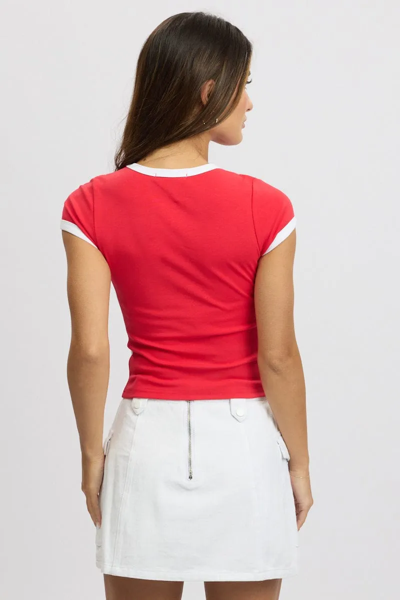 Red Graphic Tee Short Sleeve sold by Ally Fashion product image thumbnail 5