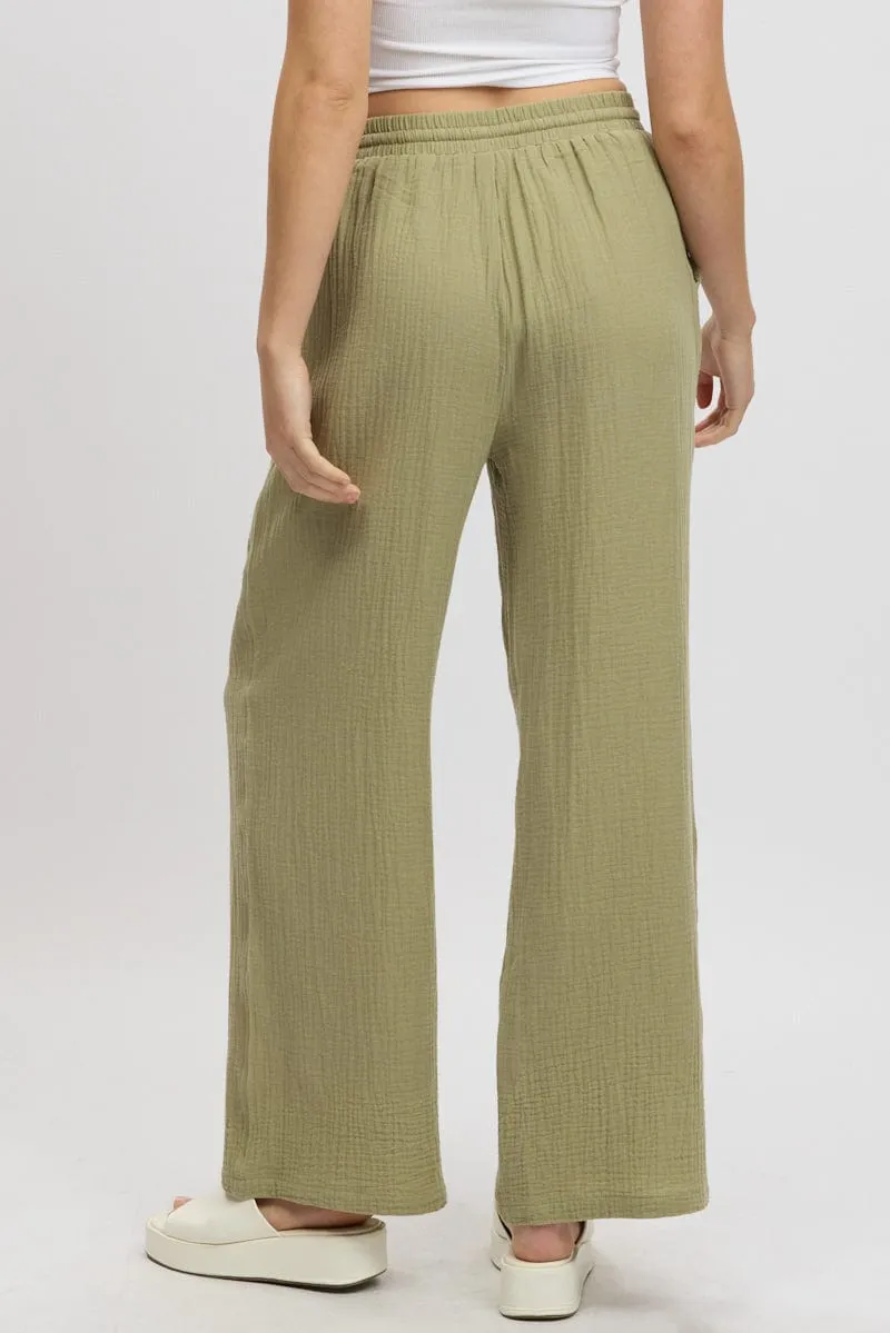 Green Wide Leg Pants Elasticated Waist sold by Ally Fashion product image thumbnail 5
