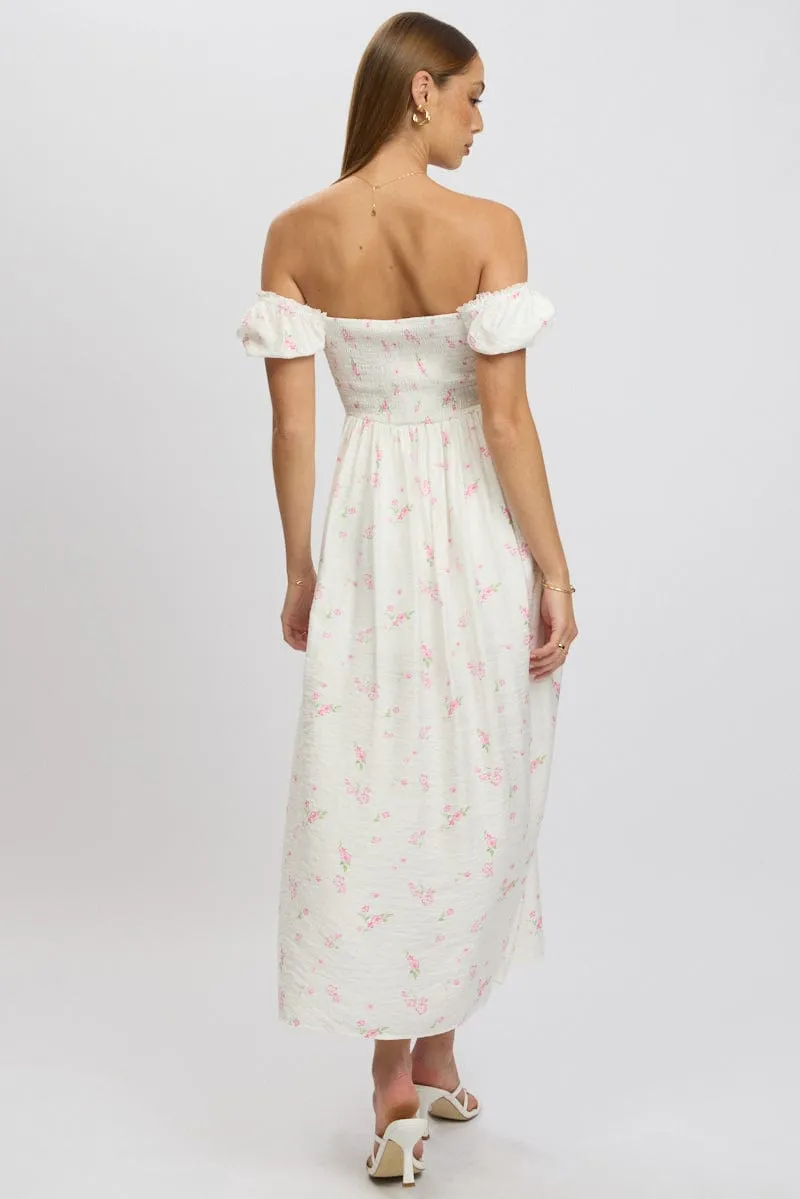 Pink Ditsy Midi Dress Short Sleeve Side Split sold by Ally Fashion product image thumbnail 5