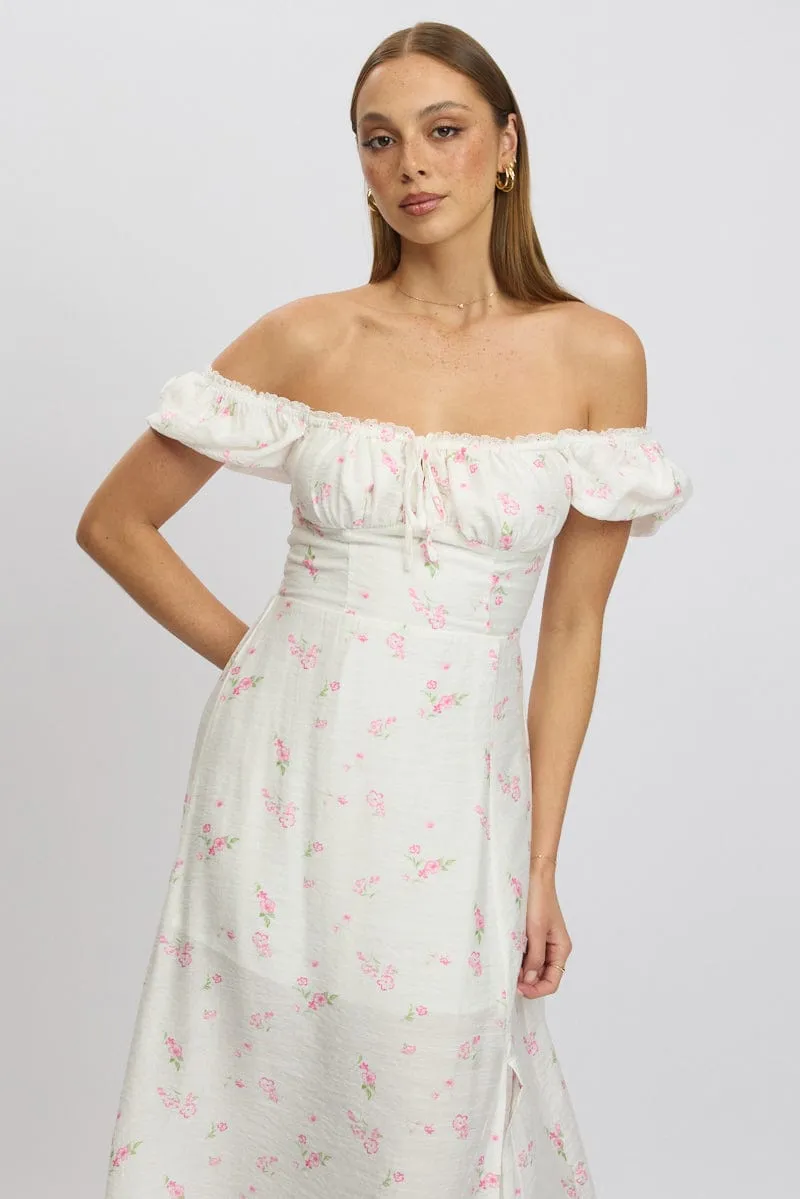 Pink Ditsy Midi Dress Short Sleeve Side Split sold by Ally Fashion product image thumbnail 2