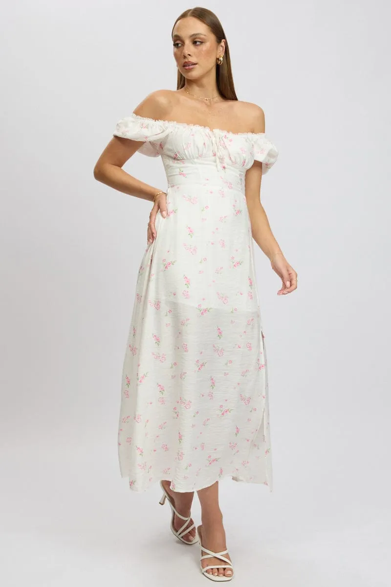 Pink Ditsy Midi Dress Short Sleeve Side Split sold by Ally Fashion product image thumbnail 3