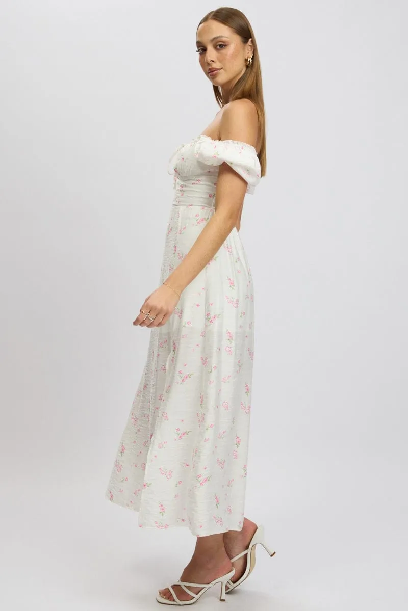 Pink Ditsy Midi Dress Short Sleeve Side Split sold by Ally Fashion product image thumbnail 4