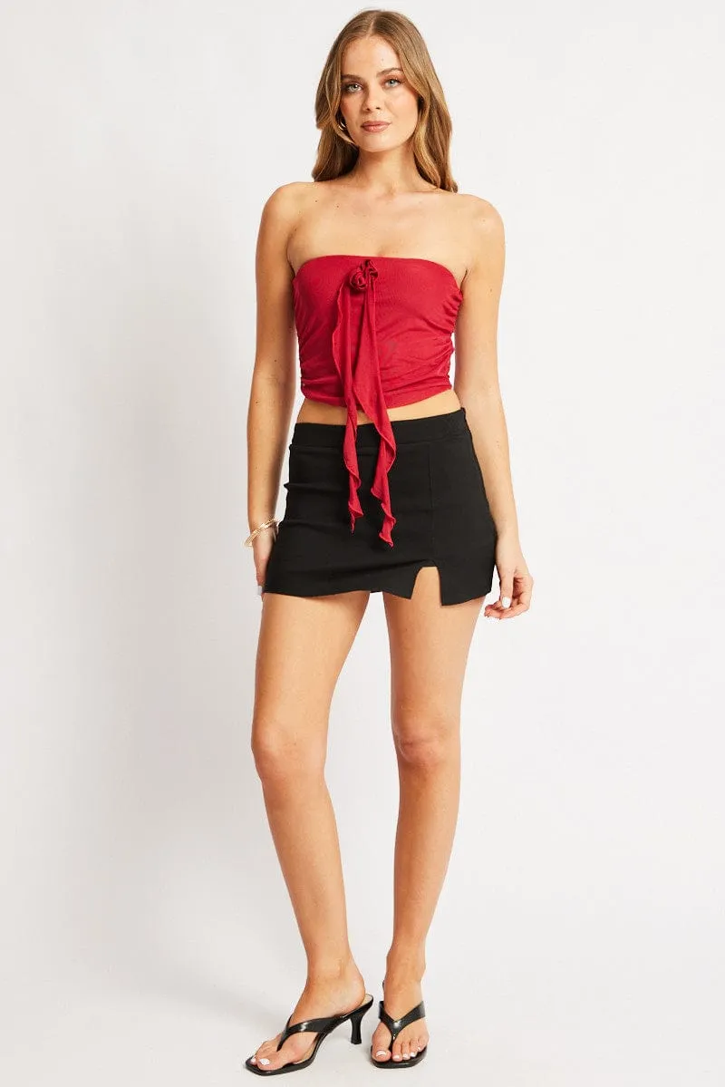 Black Mini Skort Skirt High Rise Front Split Begaline Lined sold by Ally Fashion product image thumbnail 3