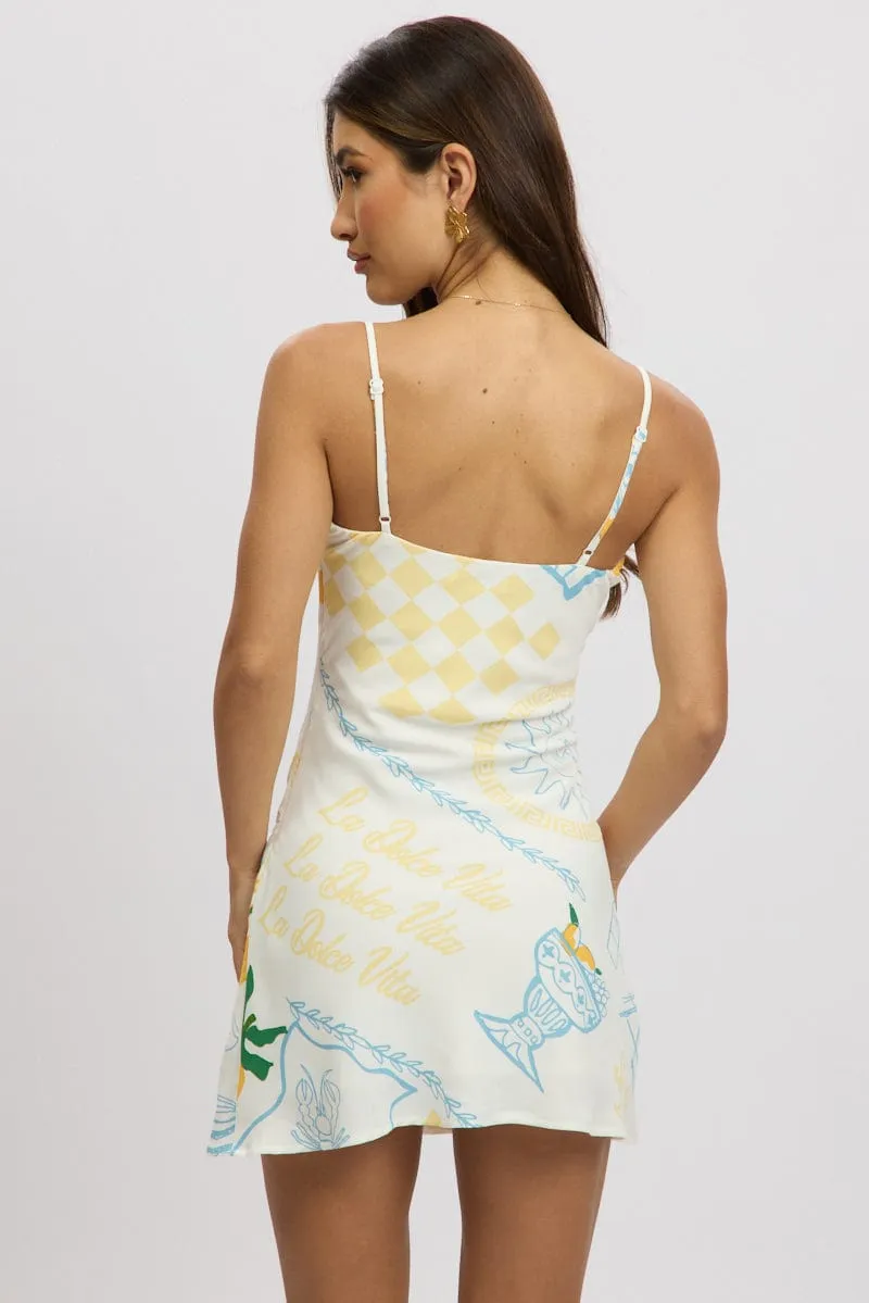 Blue Abstract Mini Dress V-Neck Strappy sold by Ally Fashion product image thumbnail 5