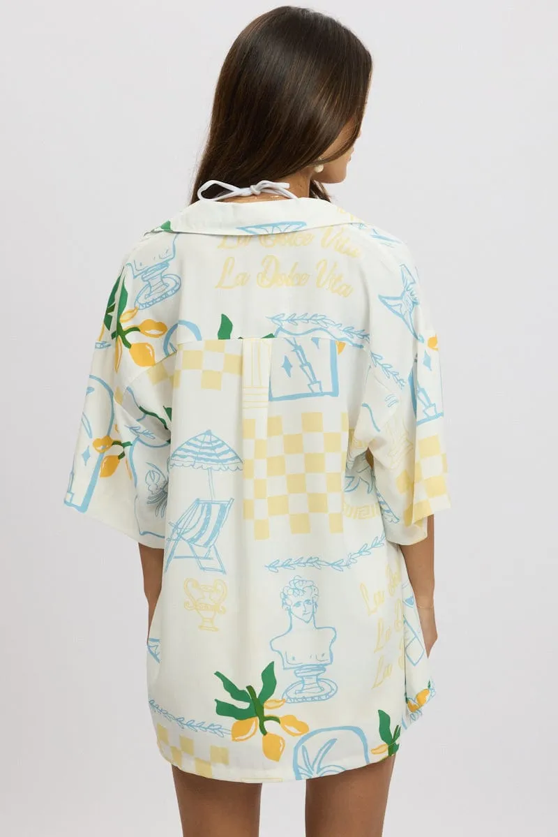 Yellow Abstract Relaxed Shirt Short Sleeve sold by Ally Fashion product image thumbnail 5