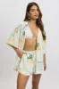 Yellow Abstract Relaxed Shirt Short Sleeve sold by Ally Fashion