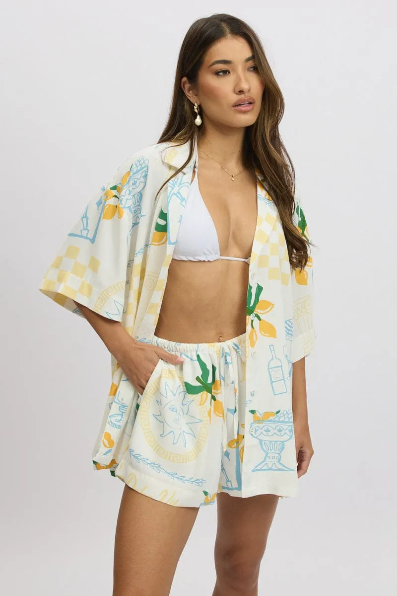 Yellow Abstract Relaxed Shirt Short Sleeve sold by Ally Fashion product image thumbnail 3