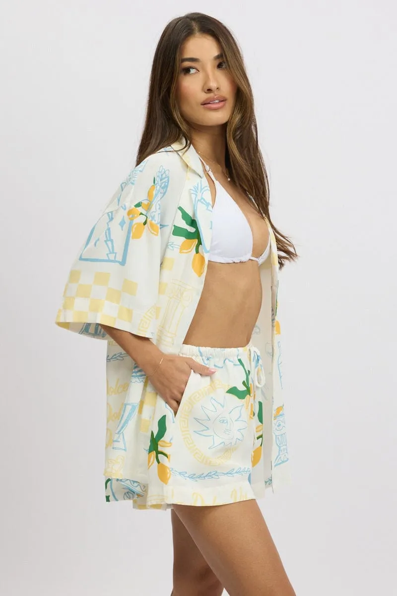 Yellow Abstract Relaxed Shirt Short Sleeve sold by Ally Fashion product image thumbnail 4