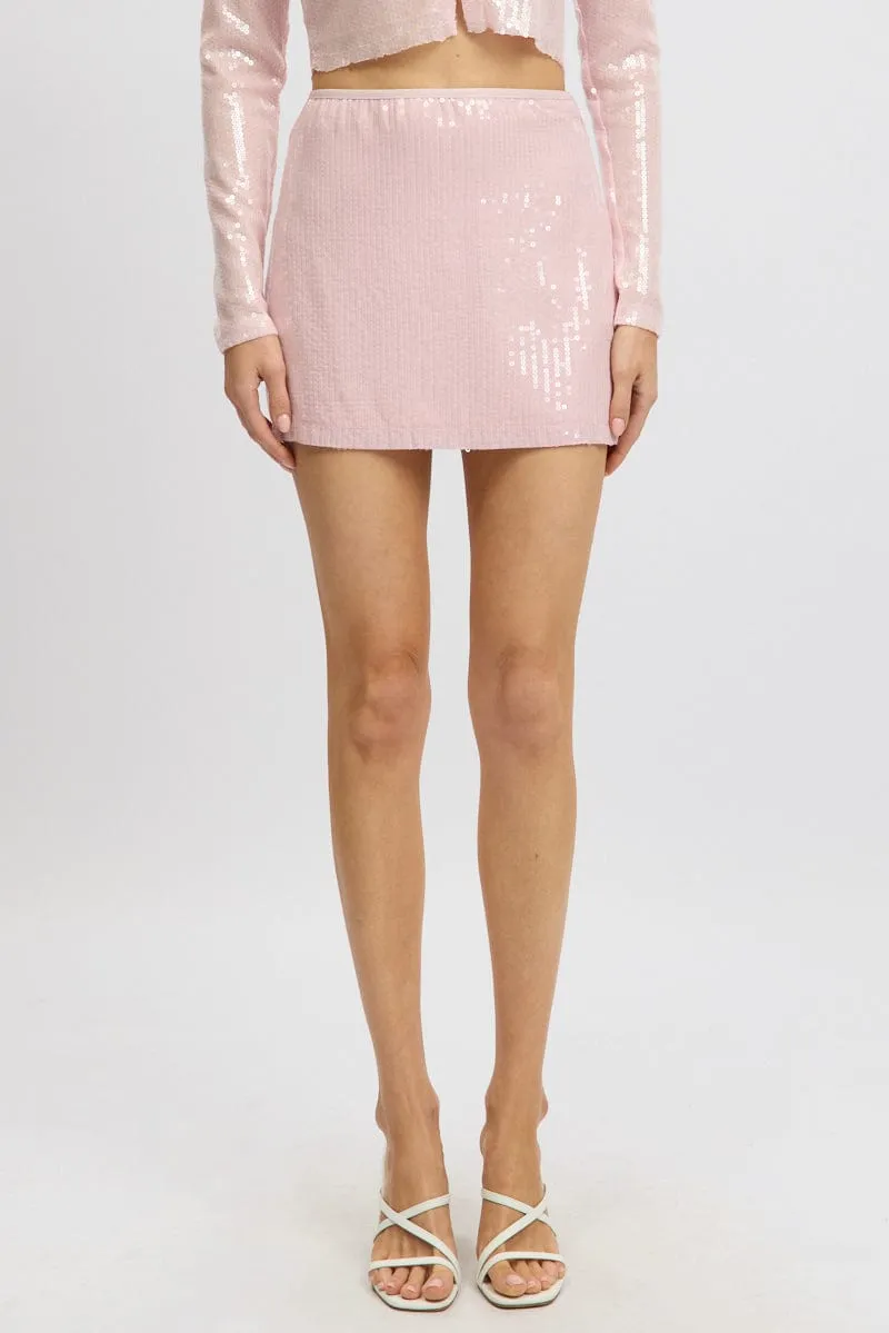 Pink Sequins Skirt High Waisted Mini sold by Ally Fashion product image thumbnail 2