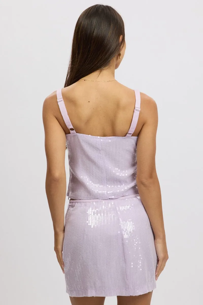 Purple Sequin Top Sleeveless sold by Ally Fashion product image thumbnail 5